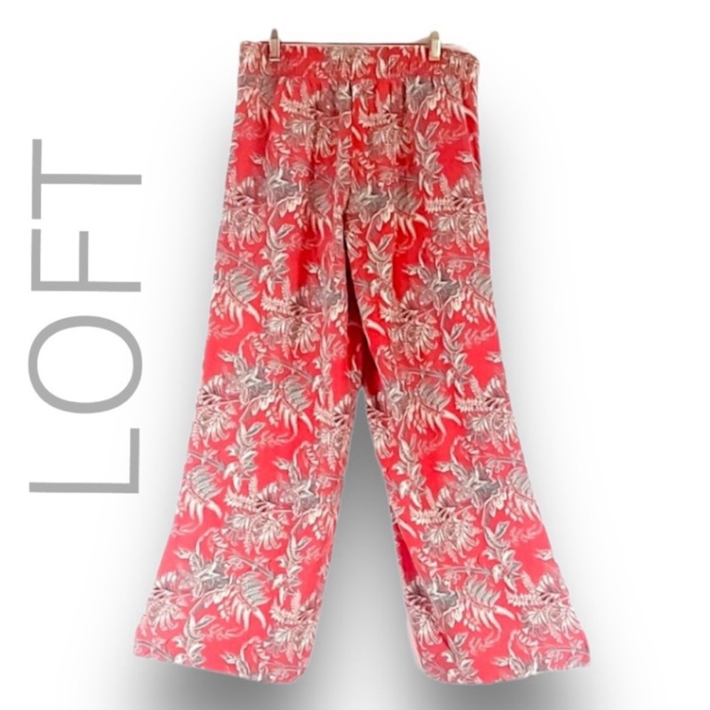 LOFT VTG palazzo pants coral green & white paisley print S - Picture 6 of 7